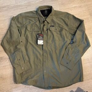 Wrangler Outdoor XXL Olive Green Convertible Sleeve Button‎ Up Shirt NWT